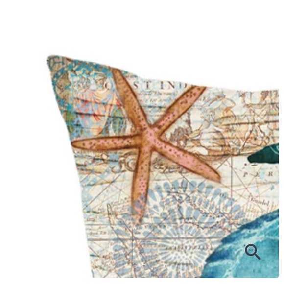 Beachy Accent throw pillow cover with sea turtle design - Picture 4 of 14